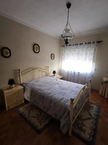 a bedroom with a large bed and a window at Moradia Coelho in Lousã