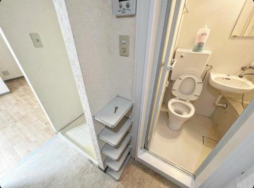 een kleine badkamer met een toilet en een wastafel bij MATUBARA HOUSE in Tokyo