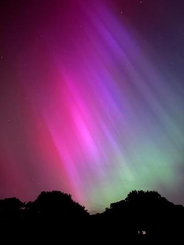 an image of the aurora borealis in the sky at Kenny’s Hut in Cowfold