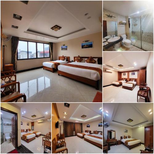un collage di quattro foto di una camera d'albergo di KHÁCH SẠN NEW SUN a Sa Pa