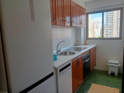 a small kitchen with a sink and a window at Apartamentos Gemelos 2 y 4 by Gestaltur in Benidorm