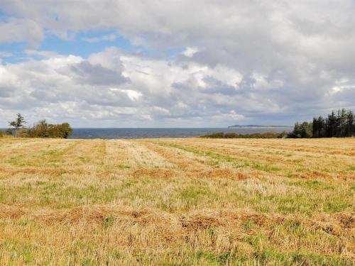 a field of hay with the ocean in the background at Holiday Home Analia - 300m to the inlet by Interhome in Fur