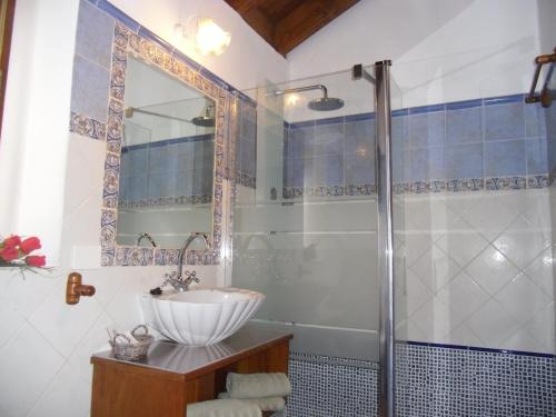 y baño con lavabo y ducha. en Your Island Finca El Picacho C, en Tegueste