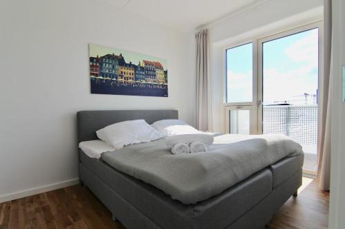 מיטה או מיטות בחדר ב-Stunning 2-bed w balconies and fantastic views