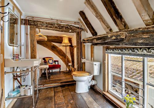 uma casa de banho com um WC e um lavatório em Corner Farm Cottage em Rumburgh