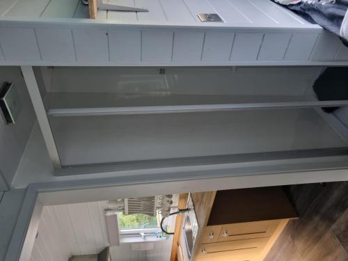an overhead view of a ceiling in a room at Glamping Hut - Riverview 3 in Welshpool