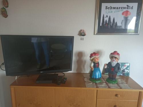 a flat screen tv sitting on top of a dresser at Schwarzwaldliebe in Grafenhausen