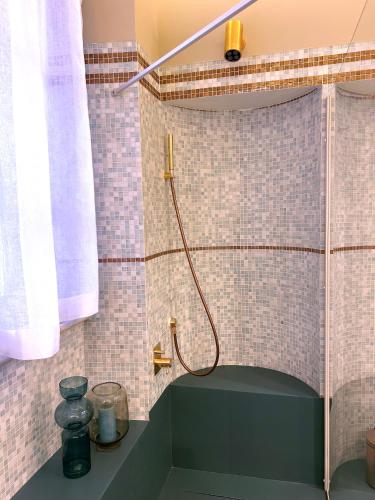 a shower with a hose in a bathroom at ALMA bed & breakfast in Alba
