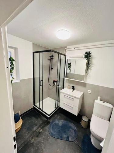 Kylpyhuone majoituspaikassa Apartment Goldregen