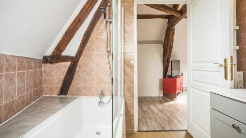 une salle de bain avec douche et baignoire dans l'établissement Le Cosy Dampierre, à Troyes