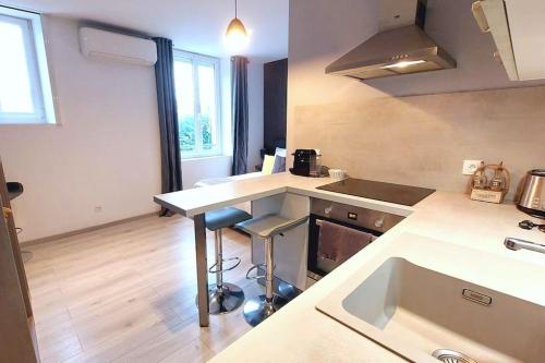 a kitchen with a sink and a counter top at Studio La Maison Elisa in Aix-les-Bains