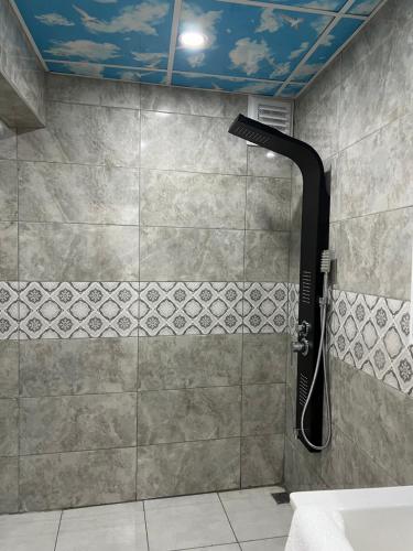a shower in a bathroom with a shower head at Sultanahmet private home in Istanbul