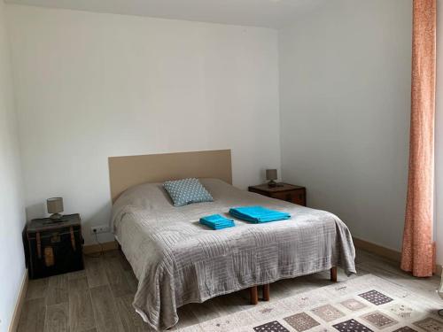 Ένα ή περισσότερα κρεβάτια σε δωμάτιο στο Maison lumineuse et rénovée au cœur du Perche