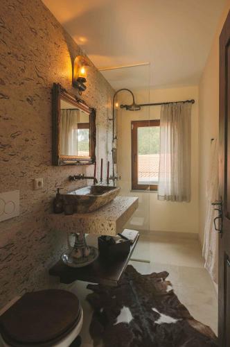 a bathroom with a sink and a toilet at Reinado de Dom Dinis in Dornes