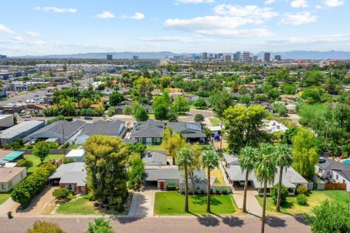 an aerial view of a residential neighborhood with houses at Palmera Place Uptown Phoenix in Phoenix
