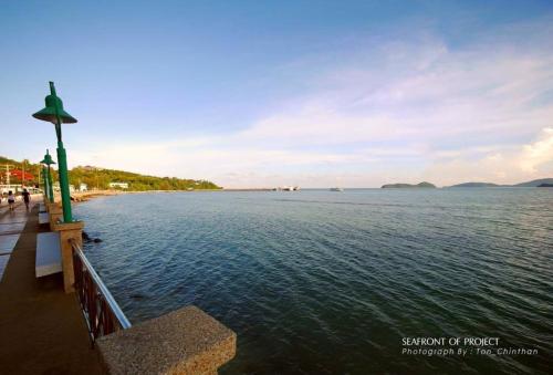 a body of water with a cross on a pier at Seaview At Cape Panwa in Panwa Beach