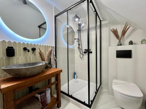 Koupelna v ubytování Apartmán Karlovice