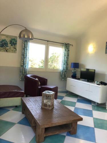 un salon avec un canapé et une table basse dans l'établissement Cap Martin., à Lecci