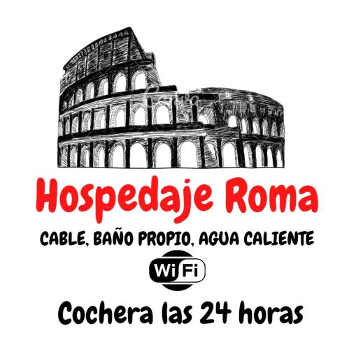 een foto van het Colosseum en het Colosseum met de woorden hosp bij Hospedaje Roma in Huánuco