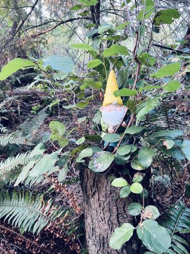 a tree with a toy on top of it at Perch - Ellie's Secret Cabin in Coupeville