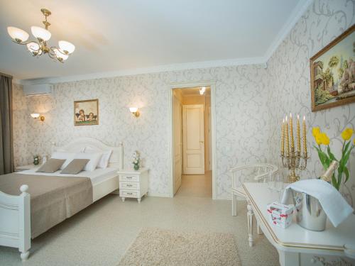 Ένα ή περισσότερα κρεβάτια σε δωμάτιο στο Luxury Apartments with Jacuzzi