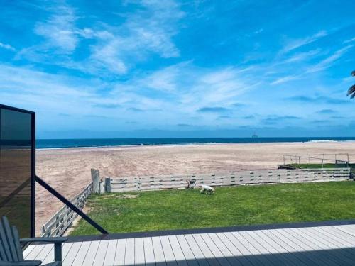 a view of the beach from a deck at Shametu @ Sea in Langstrand