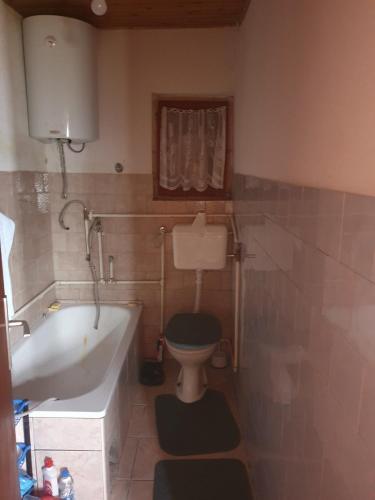 a bathroom with a toilet and a tub and a sink at Nikša apartment in Pljevlja