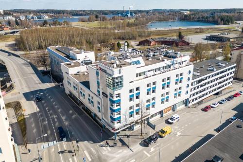 an aerial view of a large white building at Original Sokos Hotel Vaakuna Mikkeli in Mikkeli