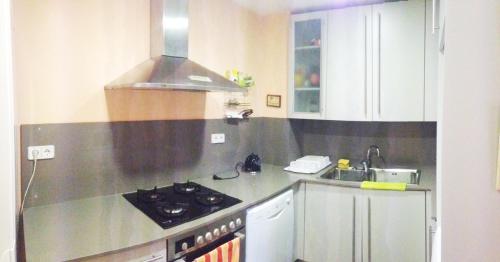 a kitchen with a stove and a sink at Calella Can Saula ll in Calella