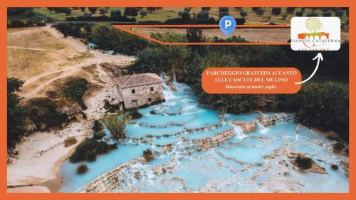 an aerial view of a model of a river with a house at Saturnia Pian Di Cataverna in Saturnia