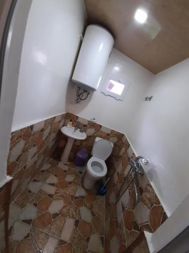 a bathroom with a toilet and a sink at Guesthouse of Irina in Chvabiani