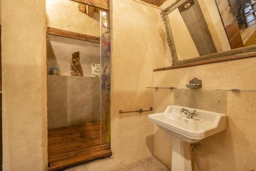 a bathroom with a sink and a mirror at Les Orenetes in Artesa de Segre