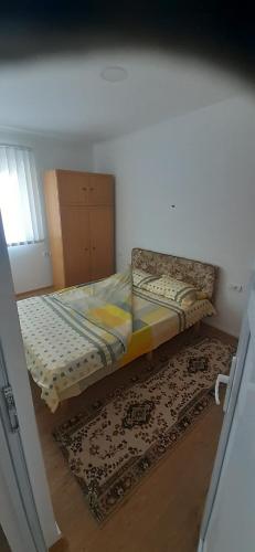 een slaapkamer met 2 aparte bedden en een tapijt bij Apartman Car in Prijepolje