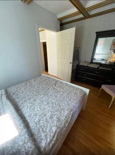 1 dormitorio con 1 cama, vestidor y ventana en Beautiful 2 bedroom Apartment, en Montreal