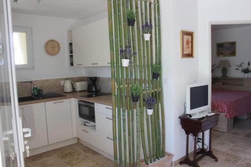 Kuchyň nebo kuchyňský kout v ubytování Appart T2 40 m² pleine campagne
