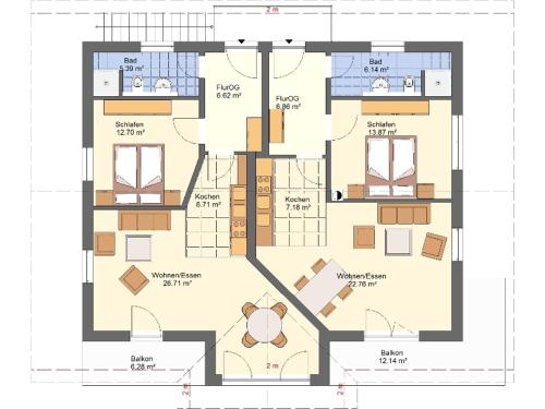 a floor plan of a building at Haus Chiemsee-Blick in Gstadt am Chiemsee