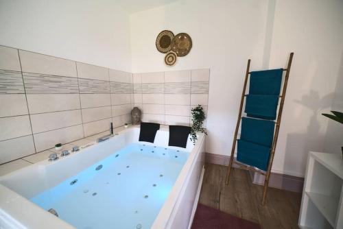 Cette chambre dispose d'une baignoire. dans l'établissement Pacat Insolite Jacuzzi ParkingFree Centre à 5min, à Mulhouse