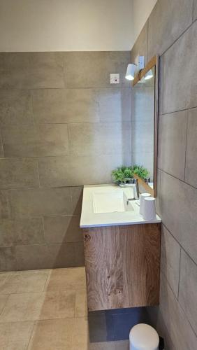 a bathroom with a sink and a toilet at Maison Bella Vista in Cagnano