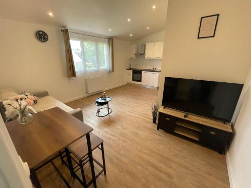 a living room with a large flat screen tv at Massy Appart Hotel in Massy