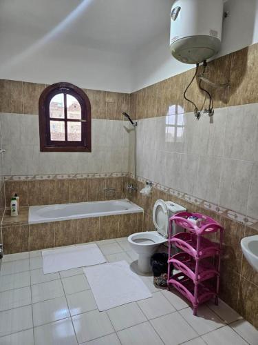 a bathroom with a tub and a toilet and a sink at Egypt Villa Garden in Luxor