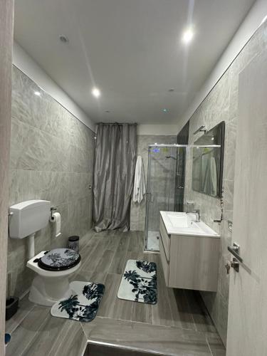 a bathroom with a toilet and a sink and a shower at B&B Mageva Luxury Room in Naples