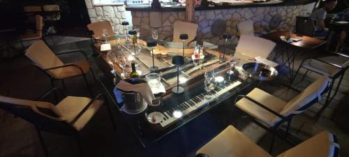 an overhead view of a table in a restaurant at Villa Lavanda in Cres