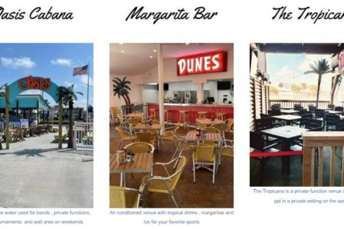 a collage of photos of a restaurant with tables and chairs at 6 BR Beach view -Sleeps 14 -Rolling with the flow in Galveston