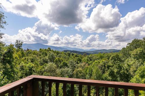 a view of the mountains from the deck of a cabin at Haven at Headwaters in Elk Park