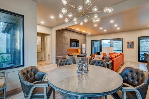 a dining room with a table and chairs at Maynard V at Elk Creek in Banner Elk