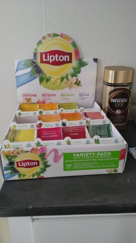 a box of lipton vanilla pastries sitting on a counter at Hotel Charlotte / Stella in Uppsala