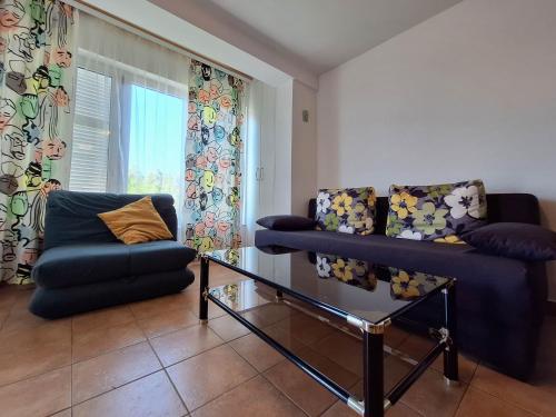 a living room with a couch and a glass table at Apartment Selce in Selce