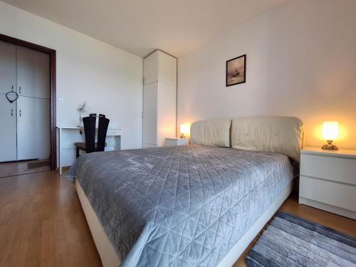 a bedroom with a large bed and two lamps at Apartment Selce in Selce