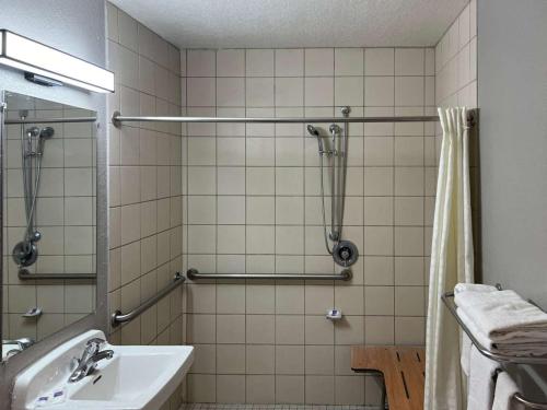 a bathroom with a sink and a shower at Motel 6-Odessa, TX in Odessa