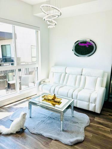 Posezení v ubytování Hollywood Penthouse with Balcony & Pool View